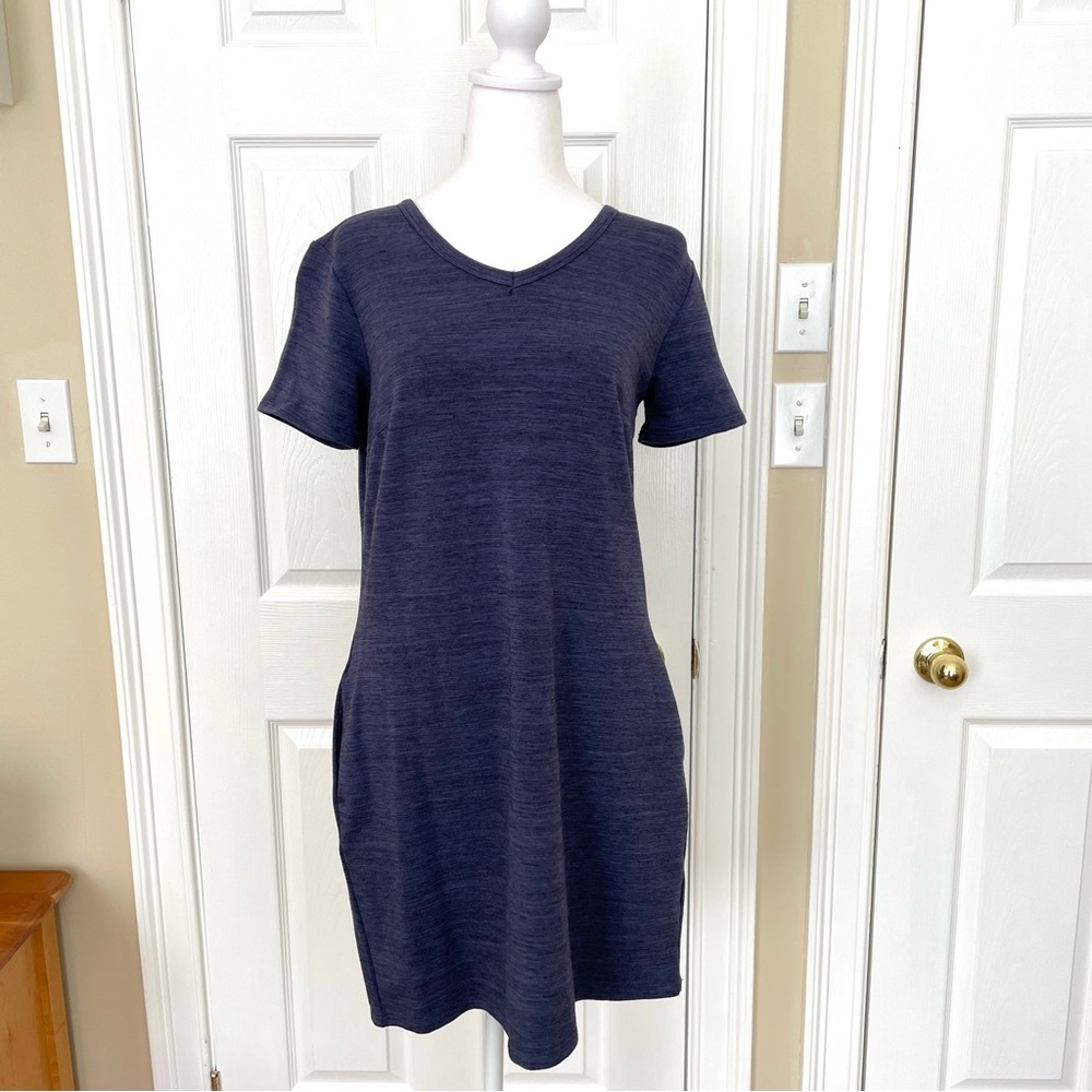 32 Degrees Sweatshirt Dress with Pockets, Size S, Navy and Black Heather